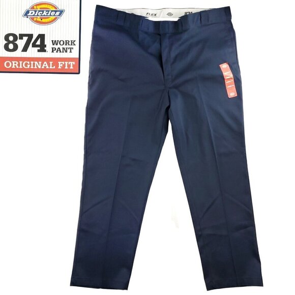 Dickies 874 Work Pants Flex Original Fit Navy Blue Men's 46x32 NWT - Picture 1 of 11